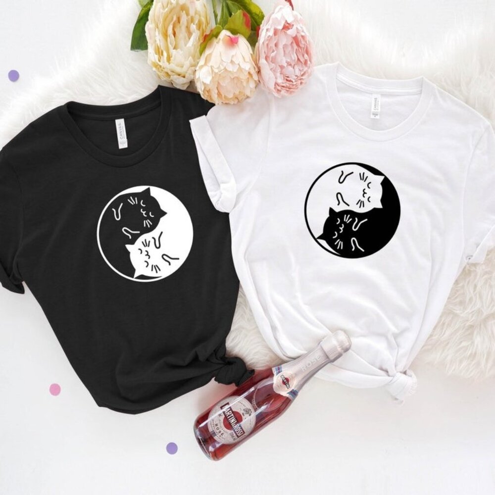 Yin Yang cute cat t-shirt 1